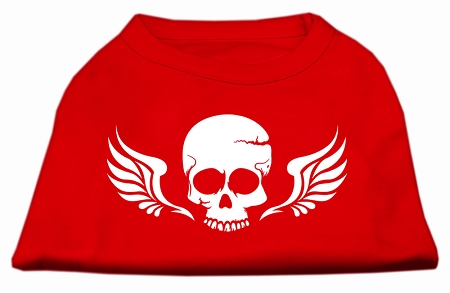 Skull Wings Screen Print Shirt Red XL